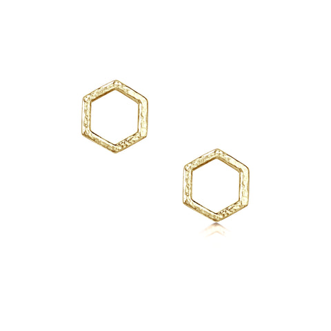 Honeycomb Petite Stud Earrings in 9ct Yellow Gold by Sheila Fleet Jewellery