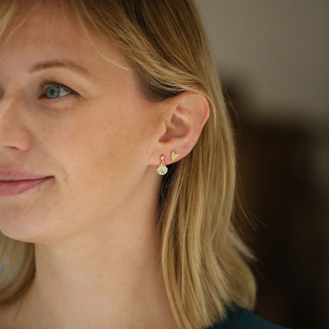 Scallop Petite Drop Earrings in 9ct Yellow Gold