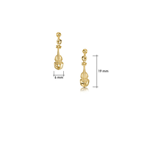 Petite Fiddle Drop Earrings in 9ct Yellow Gold by Sheila Fleet Jewellery