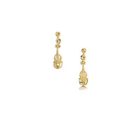 Petite Fiddle Drop Earrings in 9ct Yellow Gold by Sheila Fleet Jewellery