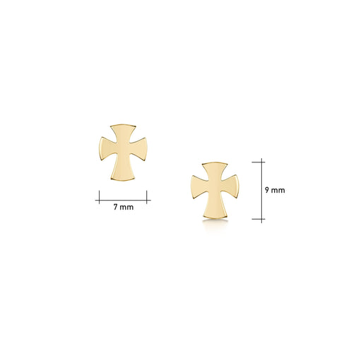 Cross of the Kirk Small Stud Earrings in 9ct Yellow Gold by Sheila Fleet Jewellery