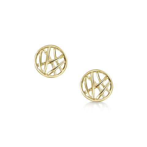 Small Creel Stud Earrings in 9ct Yellow Gold by Sheila Fleet Jewellery