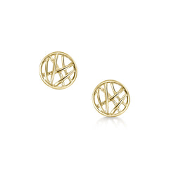 Small Creel Stud Earrings in 9ct Yellow Gold by Sheila Fleet Jewellery