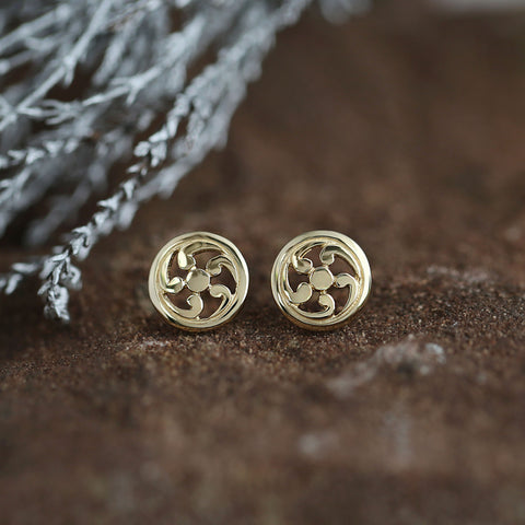 Cathedral ‘St Magnus III’ Small Stud Earrings in 9ct Yellow Gold by Sheila Fleet Jewellery