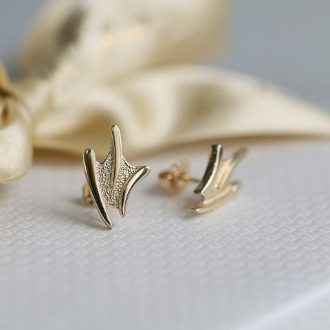 Sea Motion Small Stud Earrings in 9ct Yellow Gold by Sheila Fleet Jewellery