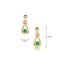 Emerald Droplet Earrings in 9ct Yellow Gold by Sheila Fleet Jewellery