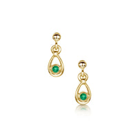 Emerald Droplet Earrings in 9ct Yellow Gold by Sheila Fleet Jewellery