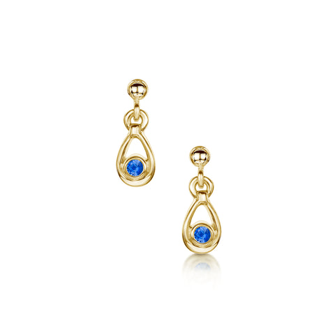 Sapphire Droplet Earrings in 9ct Yellow Gold by Sheila Fleet Jewellery