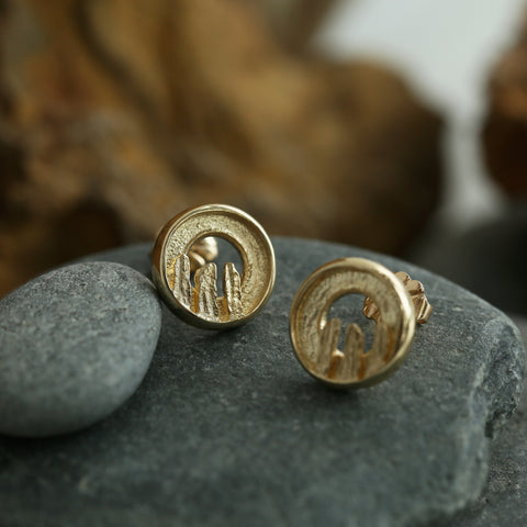 Orkney Spirit Stud Earrings in 9ct Yellow Gold by Sheila Fleet Jewellery