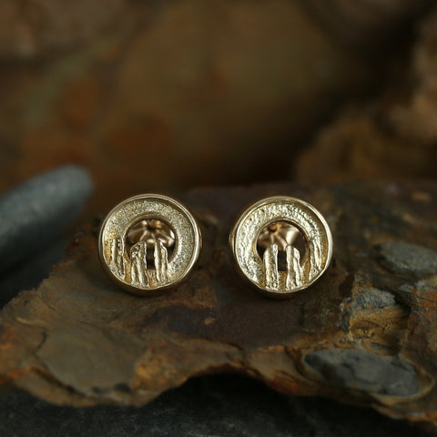 Orkney Spirit Stud Earrings in 9ct Yellow Gold by Sheila Fleet Jewellery