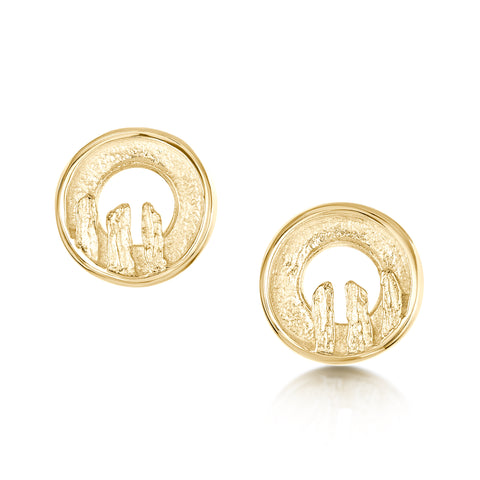 Orkney Spirit Stud Earrings in 9ct Yellow Gold by Sheila Fleet Jewellery