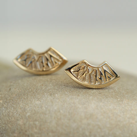 Runic 'Orkney' Small Stud Earrings in 9ct Yellow Gold by Sheila Fleet Jewellery