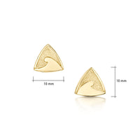Single Wave Small Stud Earrings in 9ct Yellow Gold by Sheila Fleet Jewellery