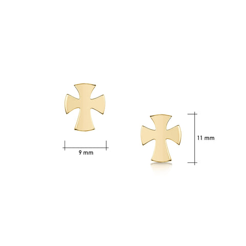 Cross of the Kirk Stud Earrings in 9ct Yellow Gold by Sheila Fleet Jewellery