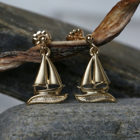 Orkney Yole Drop Earrings in 9ct Yellow Gold by Sheila Fleet Jewellery