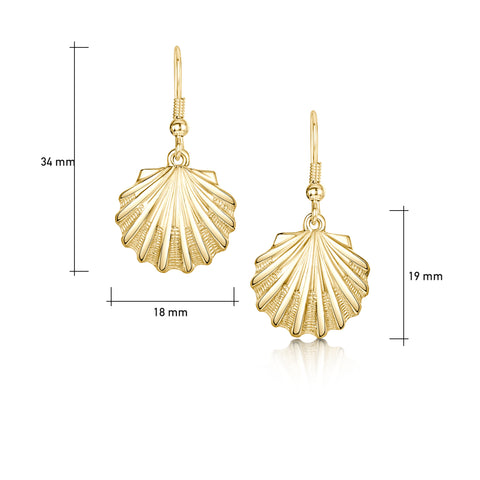 Scallop Drop Earrings in 9ct Yellow Gold by Sheila Fleet Jewellery