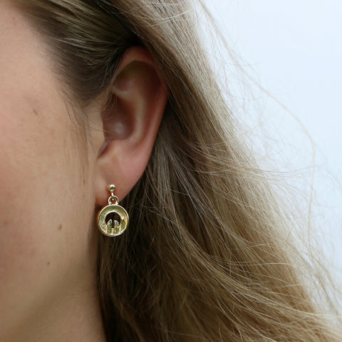 Orkney Spirit Drop Earrings in 9ct Yellow Gold by Sheila Fleet Jewellery