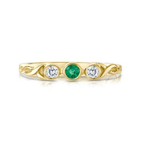 Celtic Trilogy Emerald & Diamond Ring in 9ct Yellow Gold by Sheila Fleet Jewellery