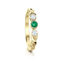 Celtic Trilogy Emerald & Diamond Ring in 9ct Yellow Gold by Sheila Fleet Jewellery