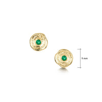 Lunar Emerald Petite Stud Earrings in 9ct Yellow Gold by Sheila Fleet Jewellery