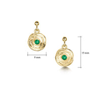 Lunar Emerald Petite Drop Earrings in 9ct Yellow Gold by Sheila Fleet Jewellery