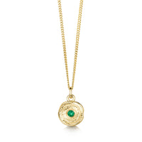 Lunar Emerald Petite Pendant in 9ct Yellow Gold by Sheila Fleet Jewellery