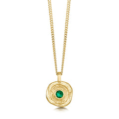 Lunar Emerald Small Pendant in 9ct Yellow Gold by Sheila Fleet Jewellery