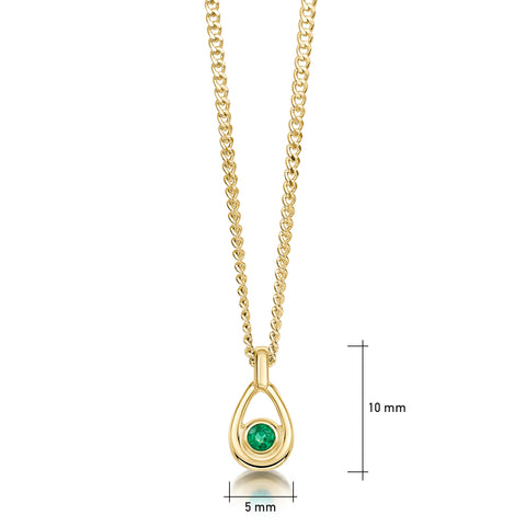 Arctic Stream Emerald Petite Droplet Pendant in 9ct Yellow Gold by Sheila Fleet Jewellery
