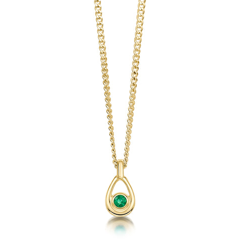 Arctic Stream Emerald Petite Droplet Pendant in 9ct Yellow Gold by Sheila Fleet Jewellery