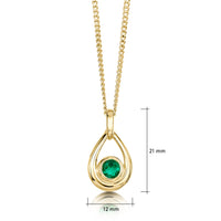 Emerald Droplet Pendant in 9ct Yellow Gold by Sheila Fleet Jewellery