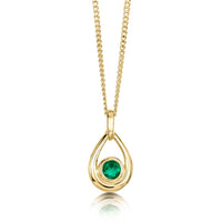 Emerald Droplet Pendant in 9ct Yellow Gold by Sheila Fleet Jewellery