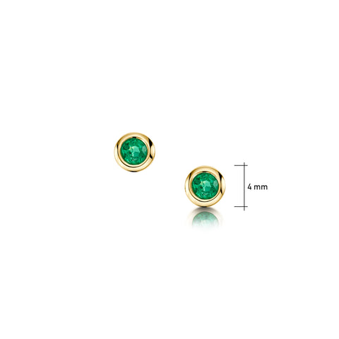 Small Emerald Solitaire Stud Earrings in 9ct Yellow Gold by Sheila Fleet Jewellery