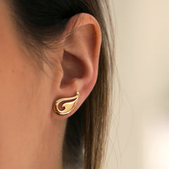 Wave Form Stud Earrings in 9ct Yellow Gold by Sheila Fleet Jewellery