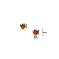 Small Garnet Solitaire Stud Earrings in 9ct Yellow Gold by Sheila Fleet Jewellery