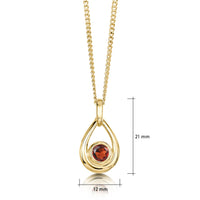Garnet Birthstone Droplet Pendant in 9ct Yellow Gold by Sheila Fleet Jewellery