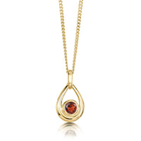 Garnet Birthstone Droplet Pendant in 9ct Yellow Gold by Sheila Fleet Jewellery
