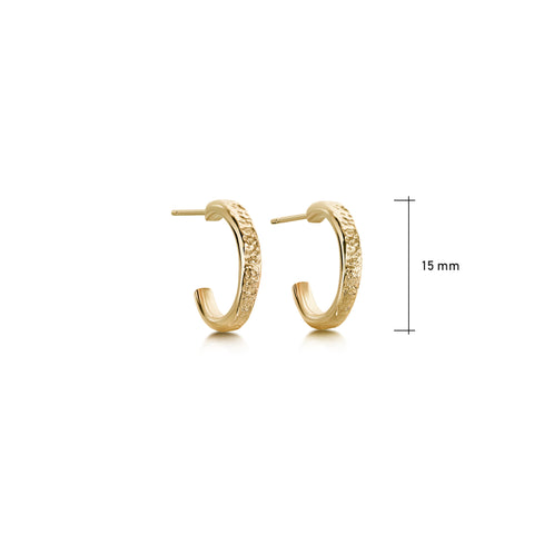 Matrix Huggie Hoop Earrings in 9ct Yellow Gold by Sheila Fleet Jewellery