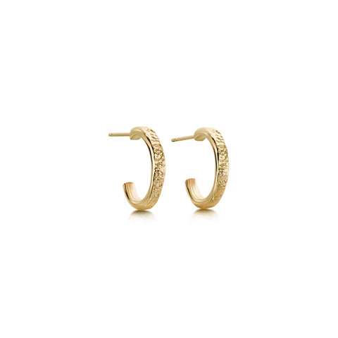 Matrix Huggie Hoop Earrings in 9ct Yellow Gold by Sheila Fleet Jewellery
