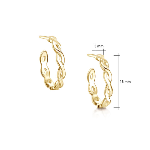 Celtic Twist Hoop Earrings in 9ct Yellow Gold by Sheila Fleet Jewellery