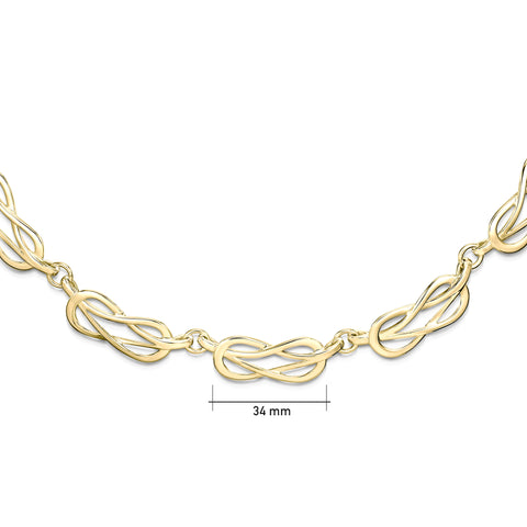 Reef Knot 11-link Necklace in 9ct Yellow Gold by Sheila Fleet Jewellery
