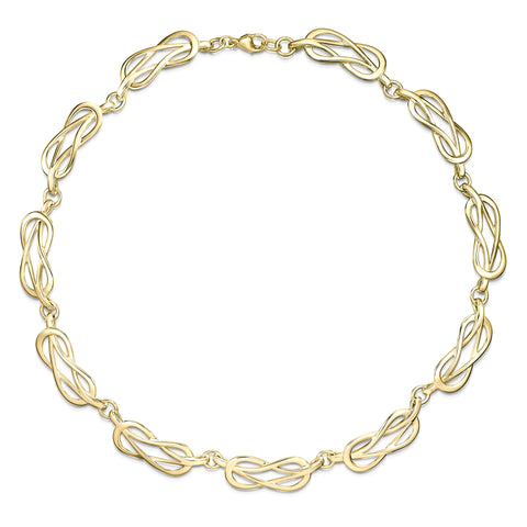 Reef Knot 11-link Necklace in 9ct Yellow Gold by Sheila Fleet Jewellery