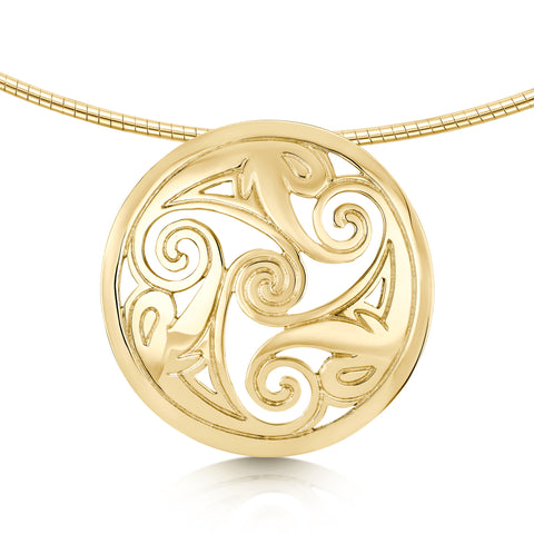 Birsay Disc Occasion Necklace in 9ct Yellow Gold by Sheila Fleet Jewellery
