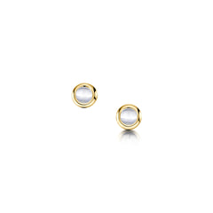 Small Moonstone Solitaire Stud Earrings in 9ct Yellow Gold by Sheila Fleet Jewellery