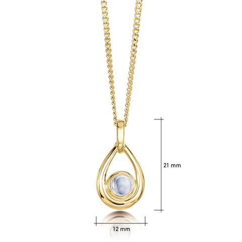 Moonstone Birthstone Droplet Pendant in 9ct Yellow Gold by Sheila Fleet Jewellery