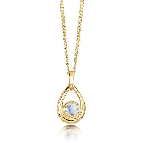 Moonstone Birthstone Droplet Pendant in 9ct Yellow Gold by Sheila Fleet Jewellery