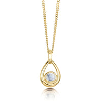 Moonstone Birthstone Droplet Pendant in 9ct Yellow Gold by Sheila Fleet Jewellery