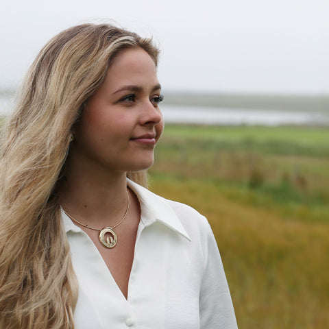 Orkney Spirit Dress Necklace in 9ct Yellow Gold by Sheila Fleet Jewellery