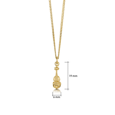 Petite Fiddle Pendant in 9ct Yellow Gold by Sheila Fleet Jewellry