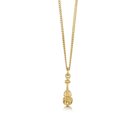 Petite Fiddle Pendant in 9ct Yellow Gold by Sheila Fleet Jewellry