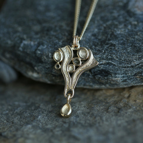 Arctic Stream Small Droplet Pendant in 9ct Yellow Gold by Sheila Fleet Jewellery
